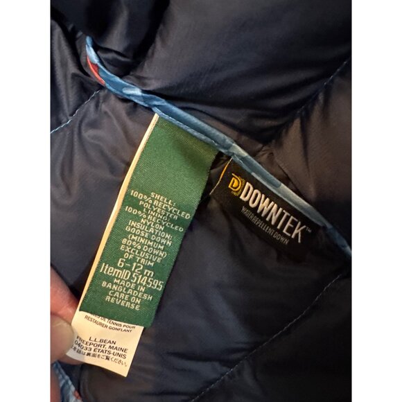 L.L. Bean Infant DownTek Insulated Snowsuit Size 6-12 Months Blue/Orange Deer Pr - Picture 3 of 10